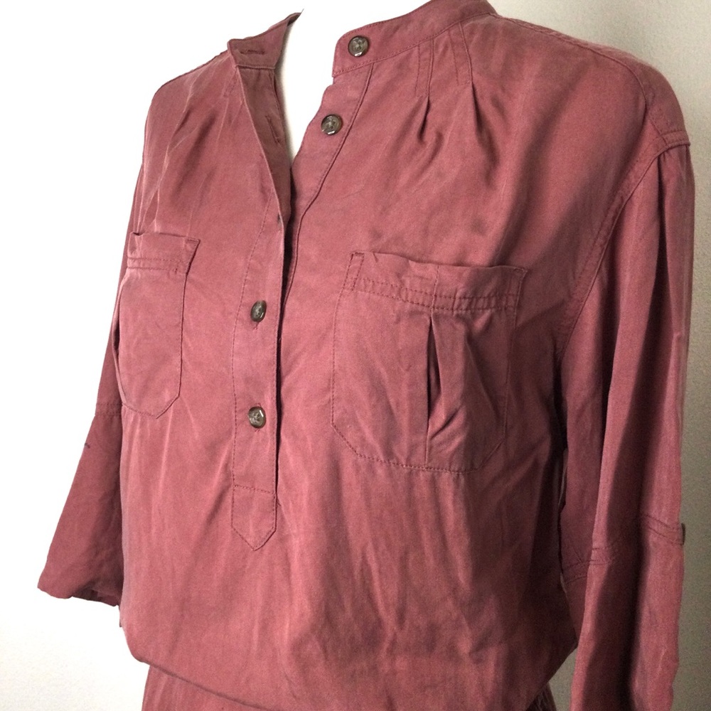 Fossil Elastic Waist Button Front 3/4 Sleeves Opa… - image 5